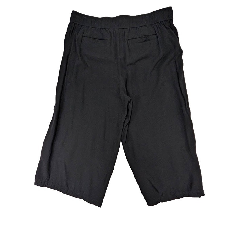 A.N.A Wide Leg Crop Pants Womens L Black Lagenlook Loungewear Travel Gaucho - Picture 2 of 11